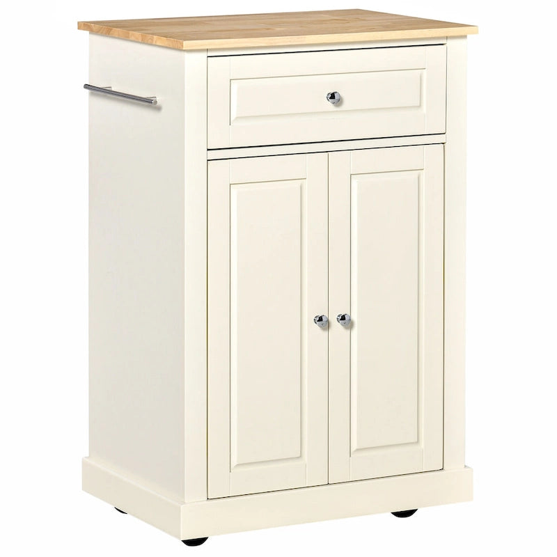 HOMCOM Chariot de cuisine roulant, Desserte de service portable avec tiroir, étagère réglable et 2 porte-serviettes