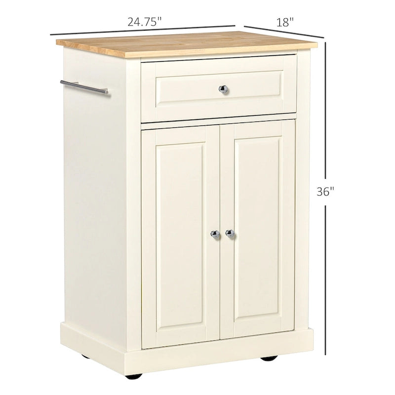 HOMCOM Chariot de cuisine roulant, Desserte de service portable avec tiroir, étagère réglable et 2 porte-serviettes