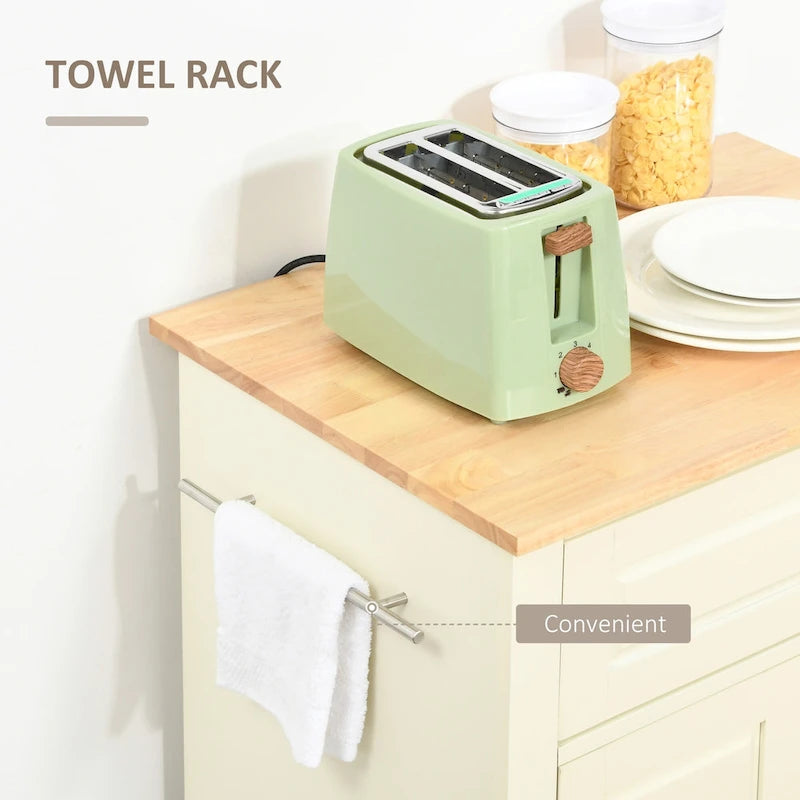 HOMCOM Chariot de cuisine roulant, Desserte de service portable avec tiroir, étagère réglable et 2 porte-serviettes