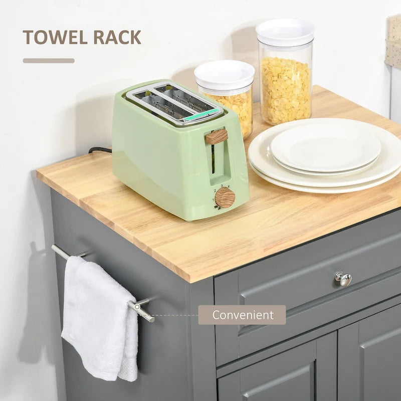 HOMCOM Chariot de cuisine roulant, Desserte de service portable avec tiroir, étagère réglable et 2 porte-serviettes