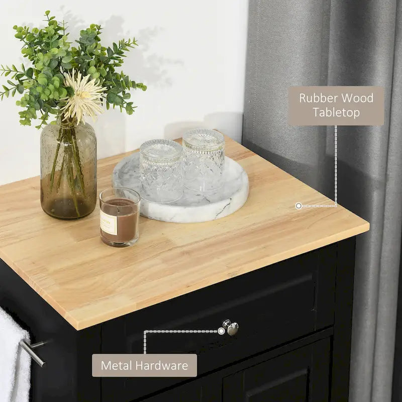 HOMCOM Chariot de cuisine roulant, Desserte de service portable avec tiroir, étagère réglable et 2 porte-serviettes