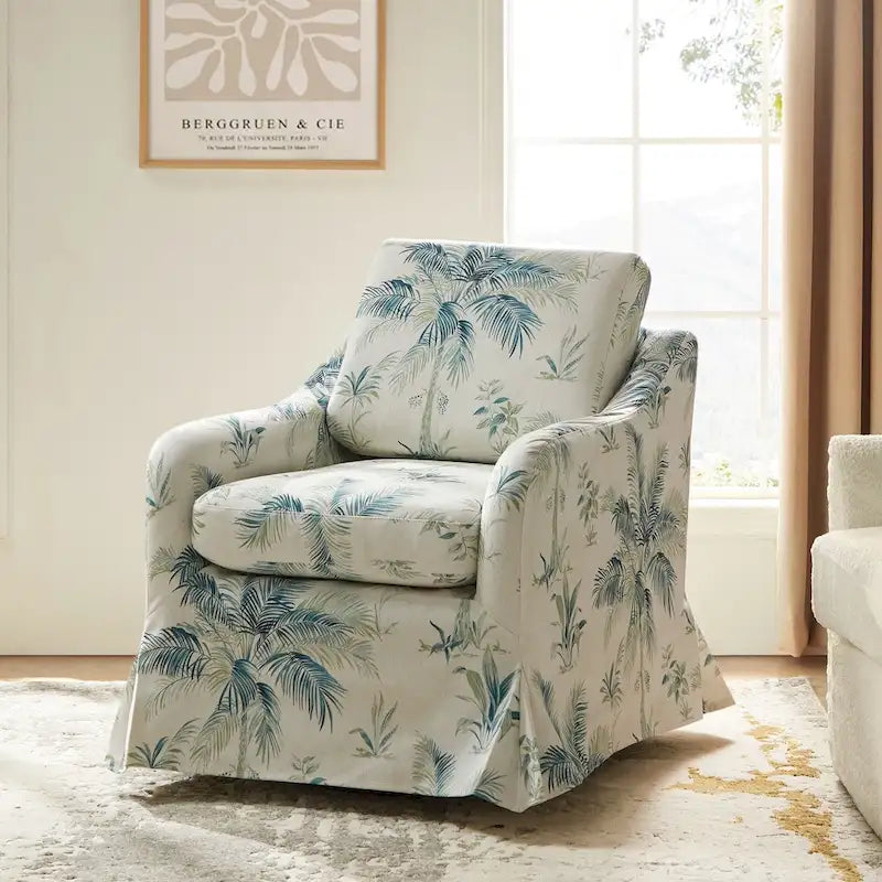 Fauteuil pivotant Alois avec housse florale et coussin amovible par HULALA HOME