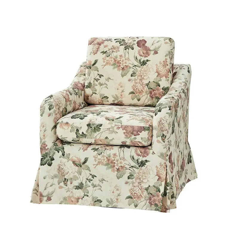 Fauteuil pivotant Alois avec housse florale et coussin amovible par HULALA HOME