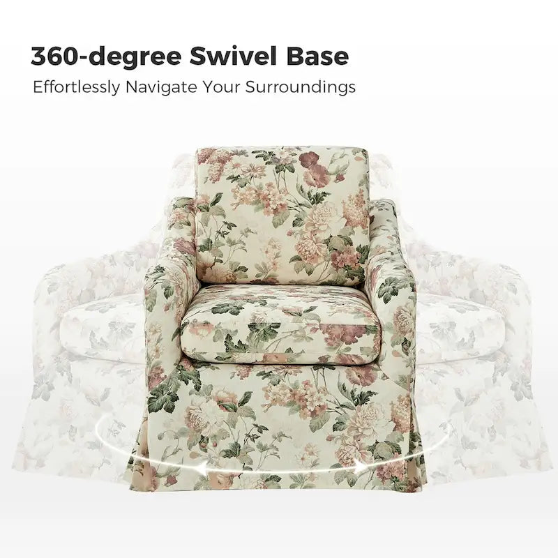 Fauteuil pivotant Alois avec housse florale et coussin amovible par HULALA HOME