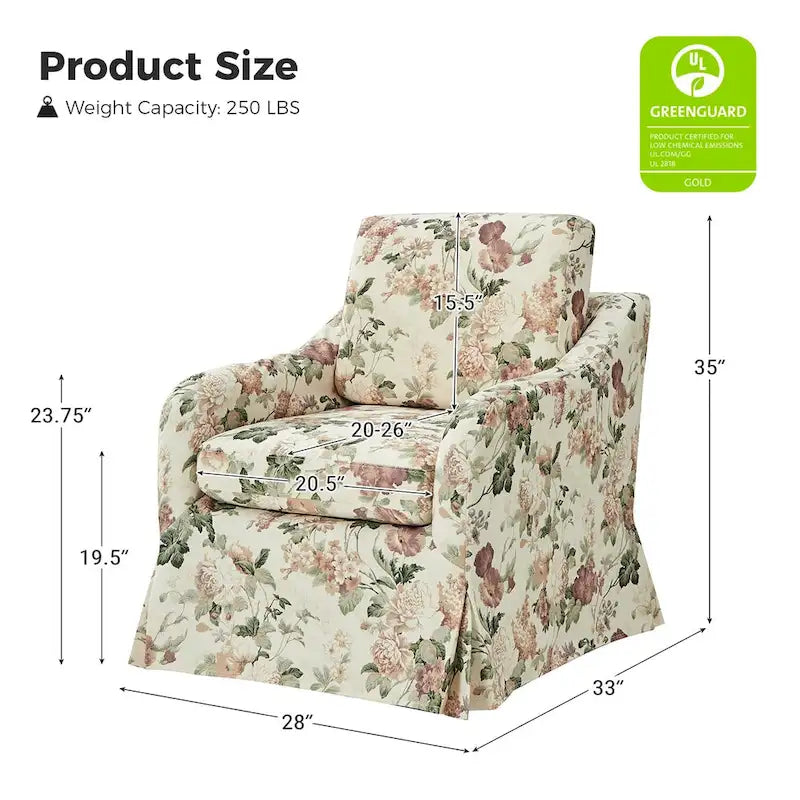 Fauteuil pivotant Alois avec housse florale et coussin amovible par HULALA HOME