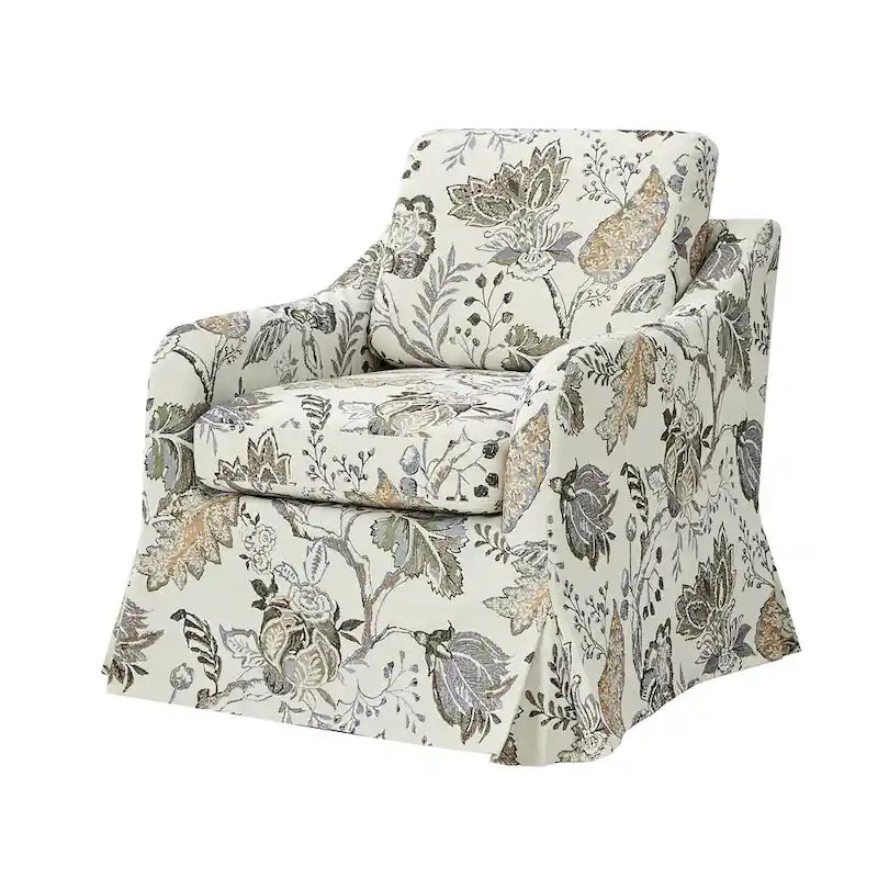 Fauteuil pivotant Alois avec housse florale et coussin amovible par HULALA HOME