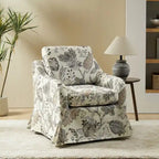 Fauteuil pivotant Alois avec housse florale et coussin amovible par HULALA HOME