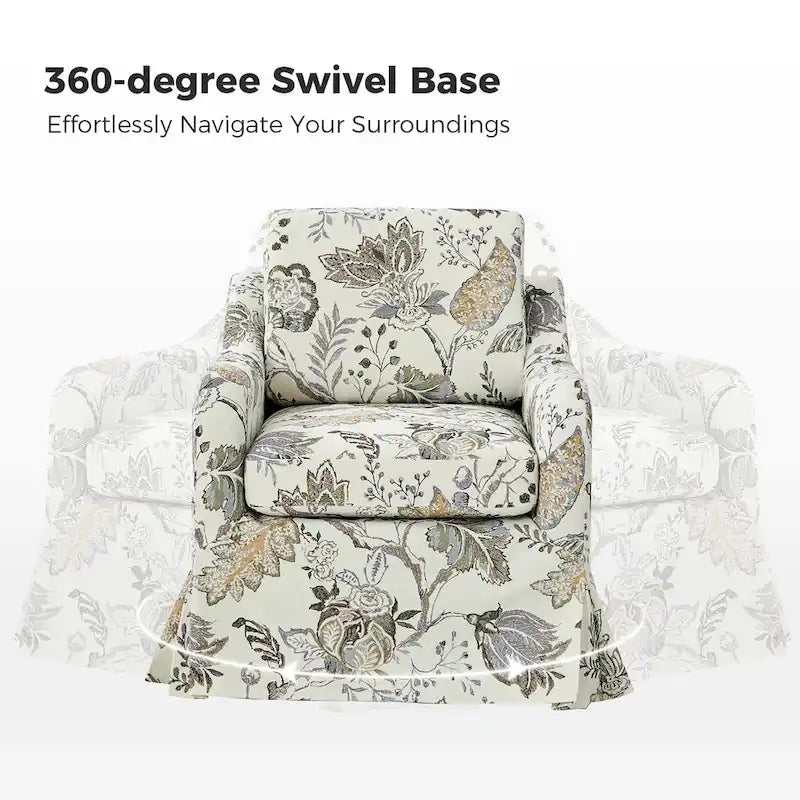 Fauteuil pivotant Alois avec housse florale et coussin amovible par HULALA HOME
