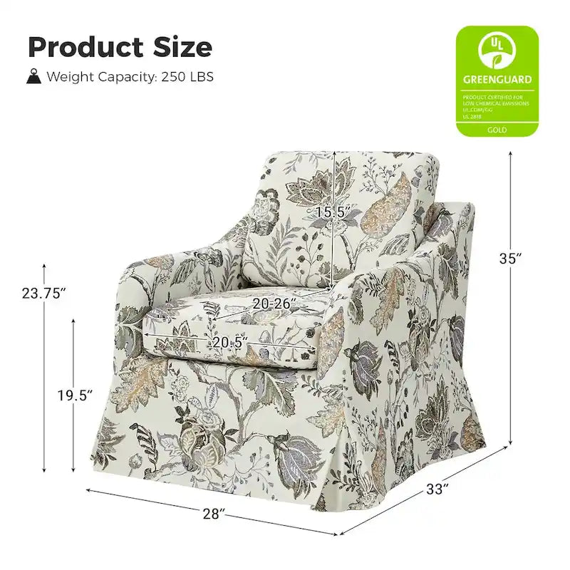 Fauteuil pivotant Alois avec housse florale et coussin amovible par HULALA HOME