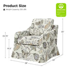 Fauteuil pivotant Alois avec housse florale et coussin amovible par HULALA HOME