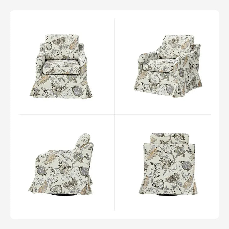 Fauteuil pivotant Alois avec housse florale et coussin amovible par HULALA HOME