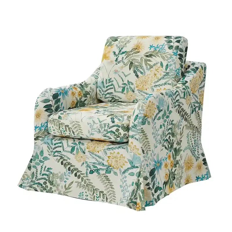 Fauteuil pivotant Alois avec housse florale et coussin amovible par HULALA HOME