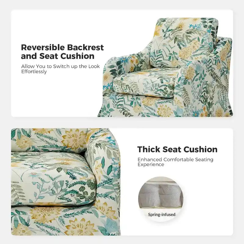 Fauteuil pivotant Alois avec housse florale et coussin amovible par HULALA HOME