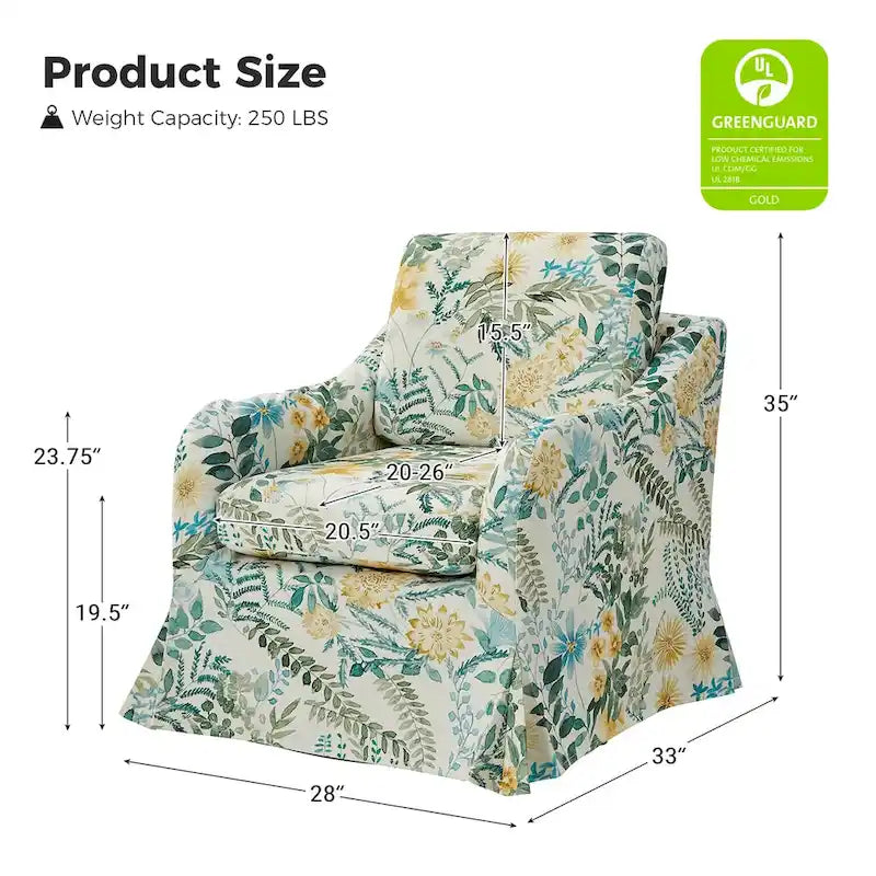 Fauteuil pivotant Alois avec housse florale et coussin amovible par HULALA HOME