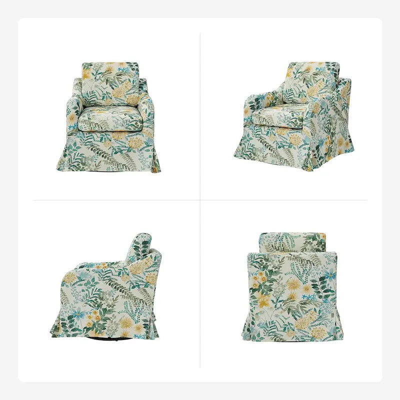 Fauteuil pivotant Alois avec housse florale et coussin amovible par HULALA HOME