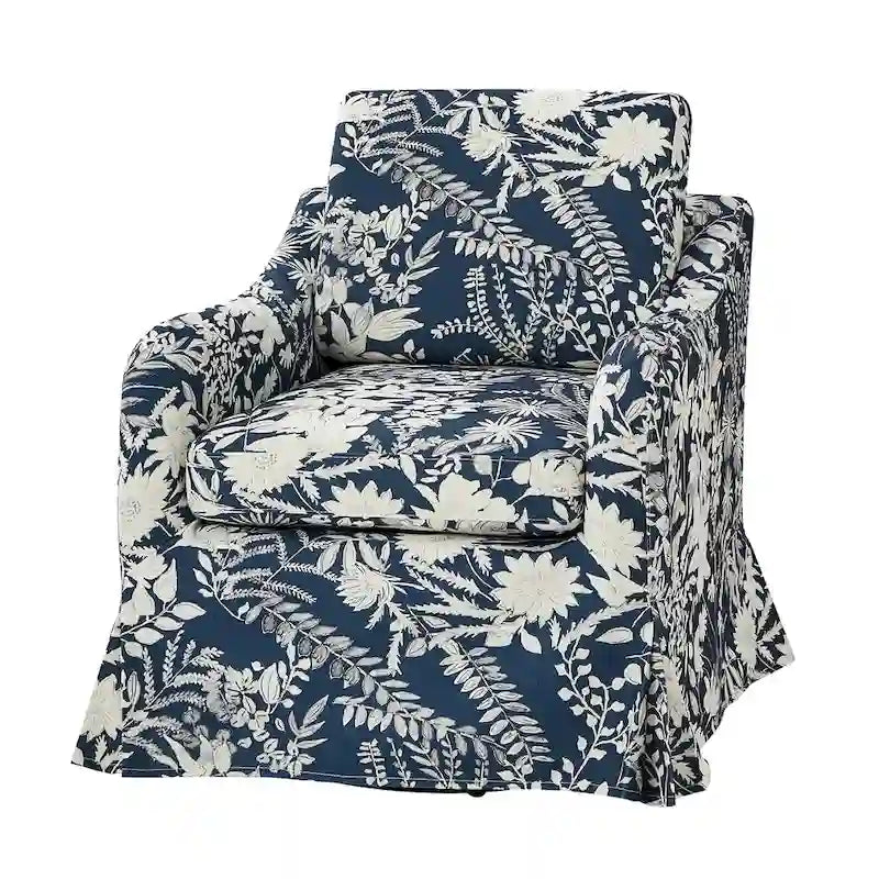 Fauteuil pivotant Alois avec housse florale et coussin amovible par HULALA HOME