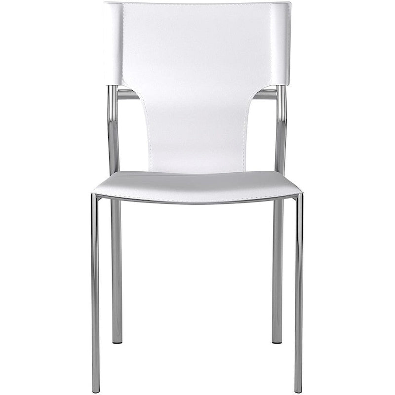 Chaise de salle à manger en cuir avec revêtement protecteur, pieds chromés, lot de 4