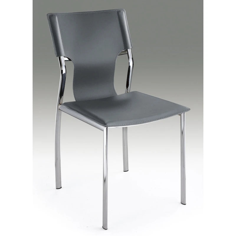 Chaise de salle à manger en cuir avec revêtement protecteur, pieds chromés, lot de 4