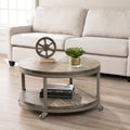 Table basse ronde industrielle rustique en bois avec étagère SEI Furniture Kenya