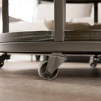 Table basse ronde industrielle rustique en bois avec étagère SEI Furniture Kenya