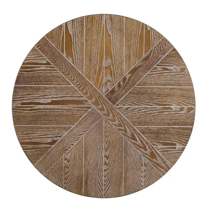 Table basse ronde industrielle rustique en bois avec étagère SEI Furniture Kenya