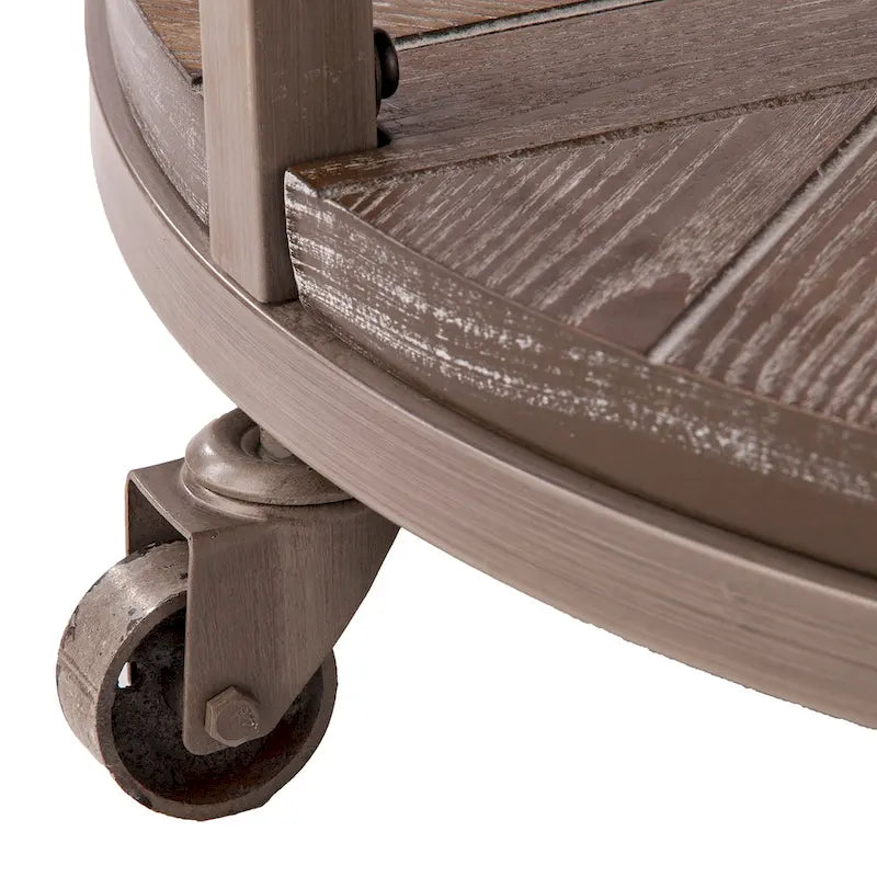 Table basse ronde industrielle rustique en bois avec étagère SEI Furniture Kenya