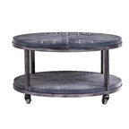 Table basse ronde industrielle rustique en bois avec étagère SEI Furniture Kenya