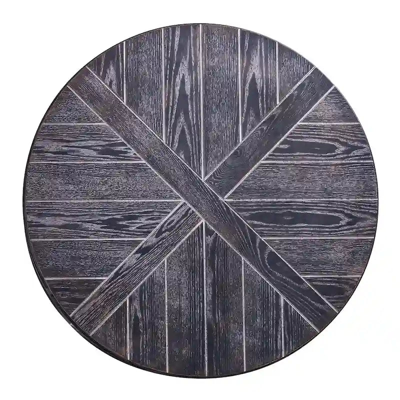Table basse ronde industrielle rustique en bois avec étagère SEI Furniture Kenya