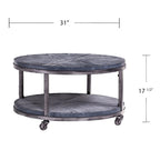 Table basse ronde industrielle rustique en bois avec étagère SEI Furniture Kenya