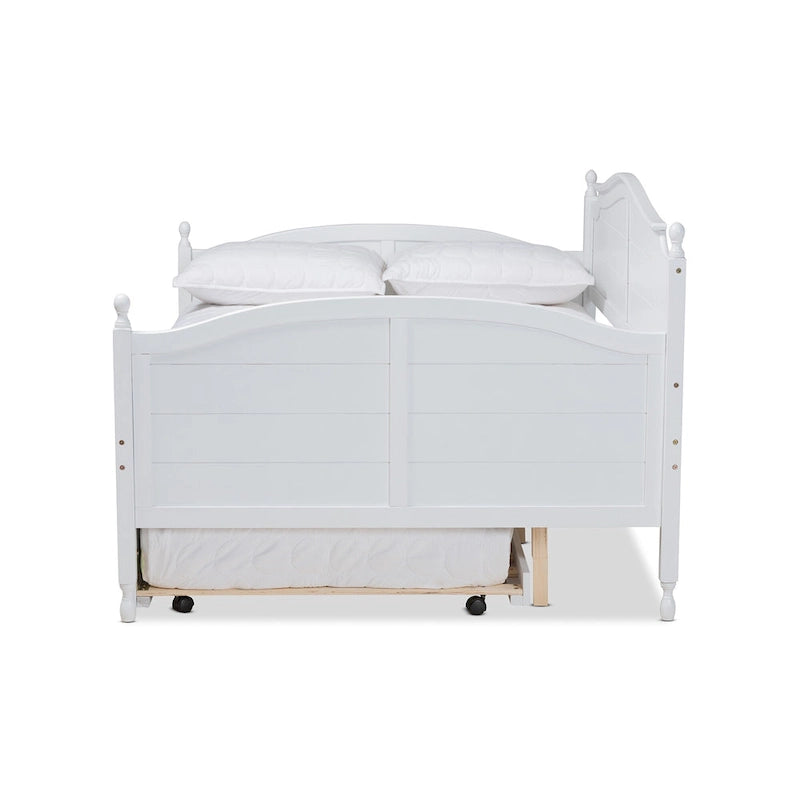 Lit de repos double Mara Cottage Farmhouse avec lit gigogne escamotable