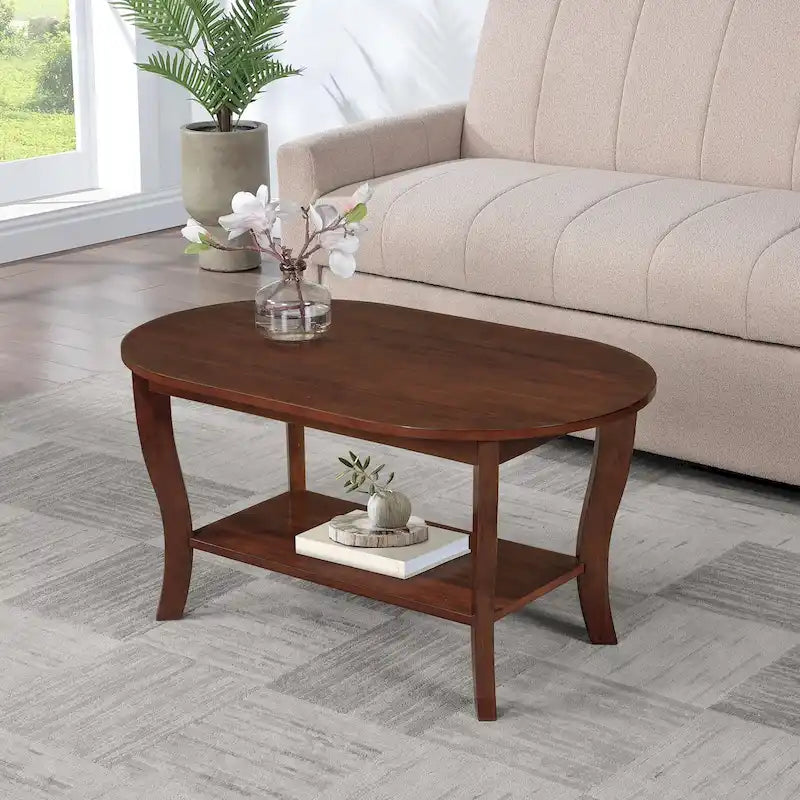 Table basse ovale American Heritage de Convenience Concepts avec étagère