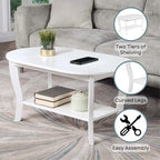 Table basse ovale American Heritage de Convenience Concepts avec étagère