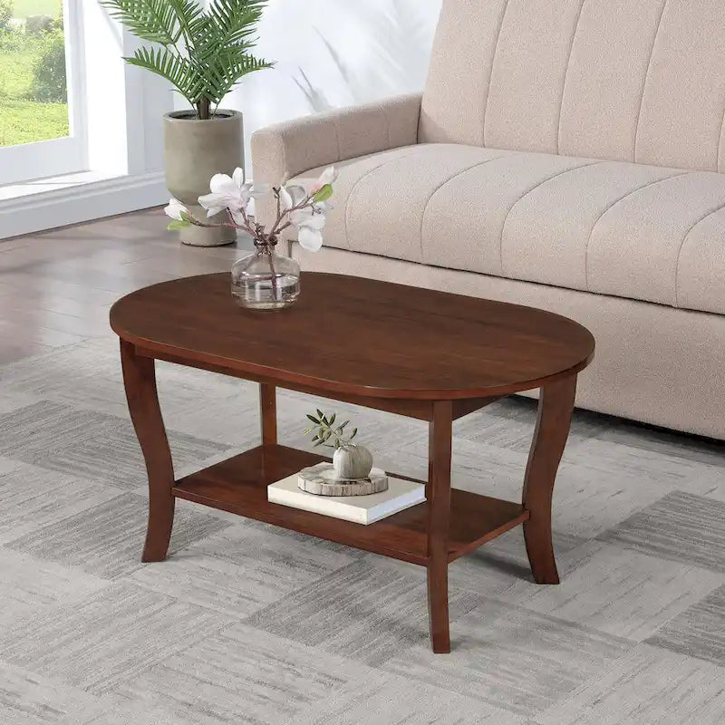 Table basse ovale American Heritage de Convenience Concepts avec étagère