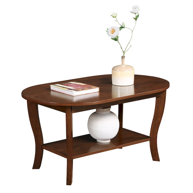 Table basse ovale American Heritage de Convenience Concepts avec étagère