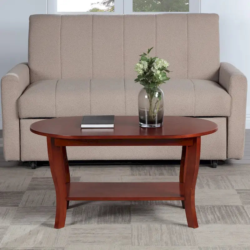 Table basse ovale American Heritage de Convenience Concepts avec étagère