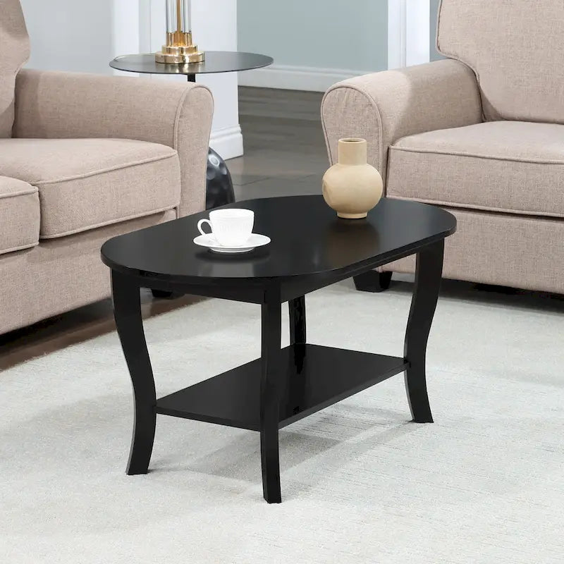 Table basse ovale American Heritage de Convenience Concepts avec étagère