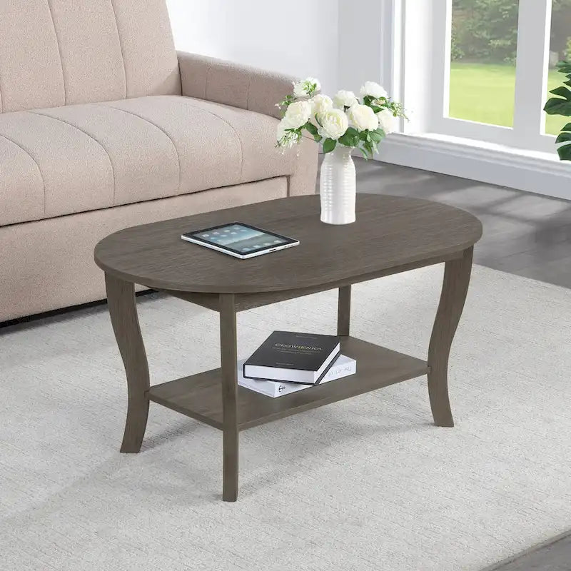 Table basse ovale American Heritage de Convenience Concepts avec étagère
