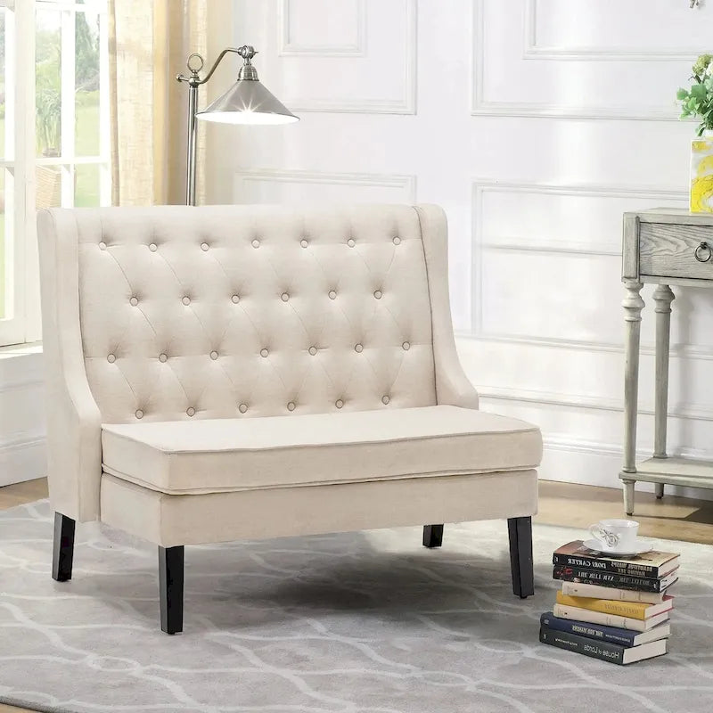 Banquette-méridienne moderne, causeuse, banquette-méridienne avec dossier haut pour salle à manger, salon, couloir ou entrée