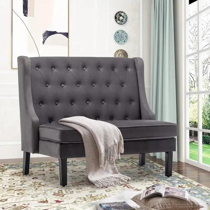 Banquette-méridienne moderne, causeuse, banquette-méridienne avec dossier haut pour salle à manger, salon, couloir ou entrée