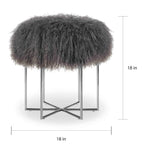 Pouffe Bailey en peau de mouton de Mongolie véritable et acier inoxydable