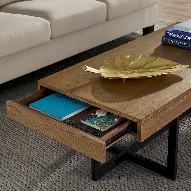 Table basse Eldersley Wood Finish avec deux tiroirs par iNSPIRE Q Modern