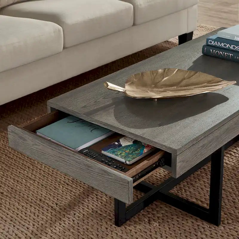 Table basse Eldersley Wood Finish avec deux tiroirs par iNSPIRE Q Modern