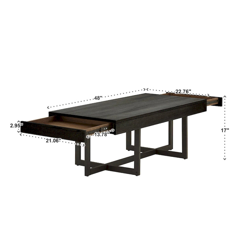 Table basse Eldersley Wood Finish avec deux tiroirs par iNSPIRE Q Modern