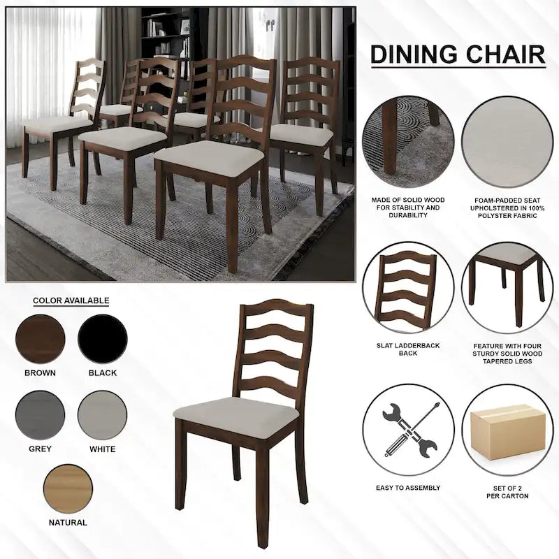 Chaises de salle à manger en bois Sophistique CraftPorch (Lot de 2) - N/A
