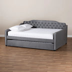 Lit de repos en velours touffeté contemporain Titus Silver Orchid avec lit gigogne