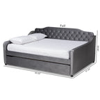Lit de repos en velours touffeté contemporain Titus Silver Orchid avec lit gigogne