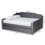 Lit de repos en velours touffeté contemporain Titus Silver Orchid avec lit gigogne