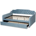 Lit de repos en velours touffeté contemporain Titus Silver Orchid avec lit gigogne