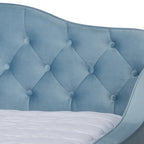 Lit de repos en velours touffeté contemporain Titus Silver Orchid avec lit gigogne