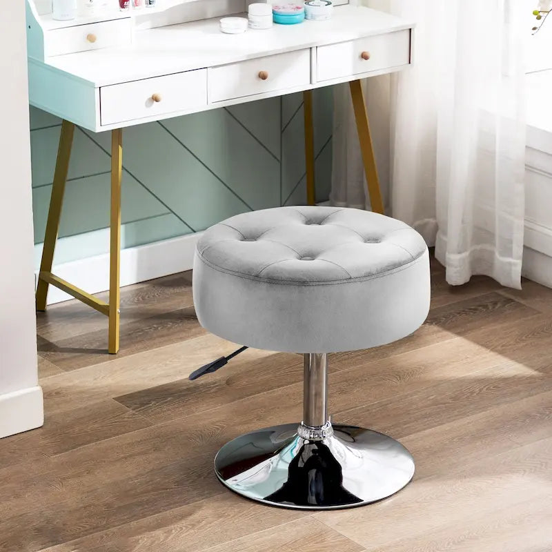 Tabouret de coiffeuse rond pivotant avec hauteur réglable